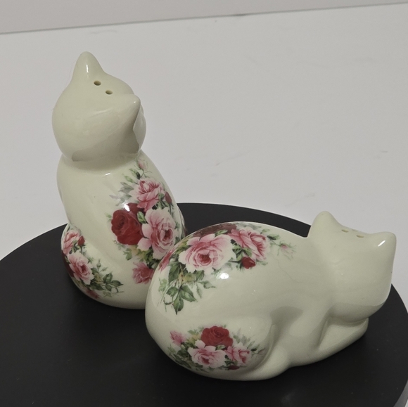 Baum bro formalities cat floral salt & pepper shaker set vintage - Picture 5 of 8